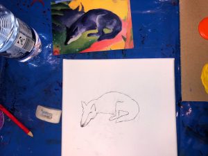Feierwerk_Blog_Kinder_und_Familie_Dschungelpalast_Acrylmalen_Fuchs_Skizze
